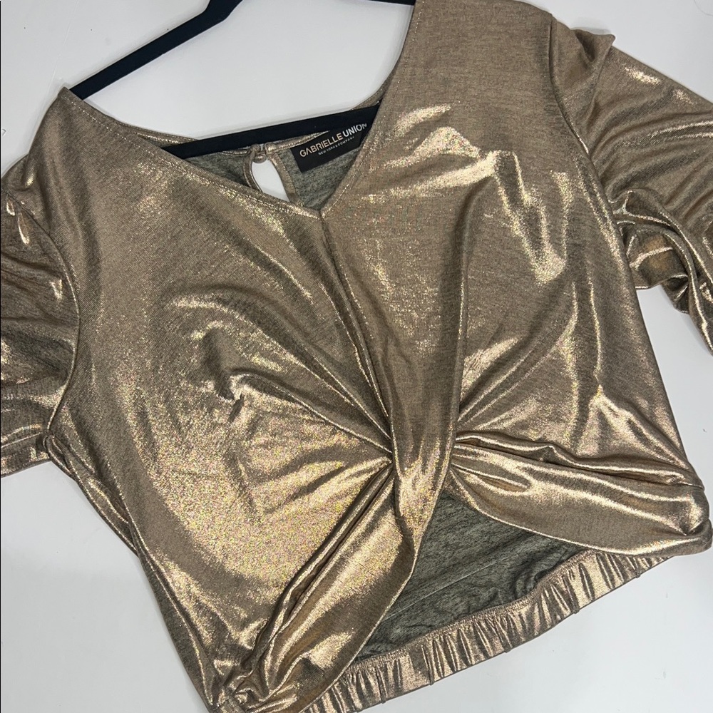 Gabrielle Union Gold Twist-Front Crop Top size L - Picture 7 of 12